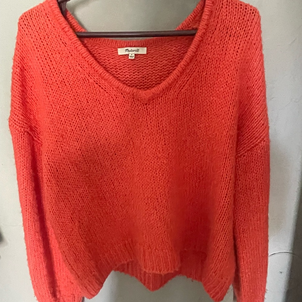 Madewell knit sweater, orange and very cute!